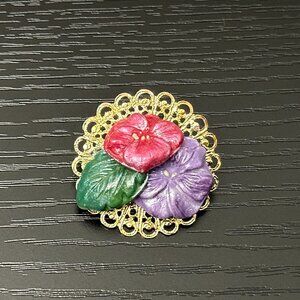 Unique & So Pretty Vintage Brooch Bouquet of Flowers